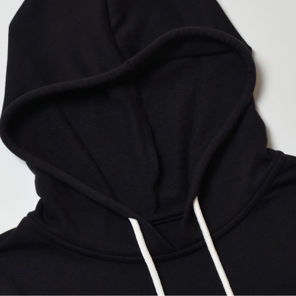 Black Cropped Hoodie with White Stripes - Picture 4 of 10